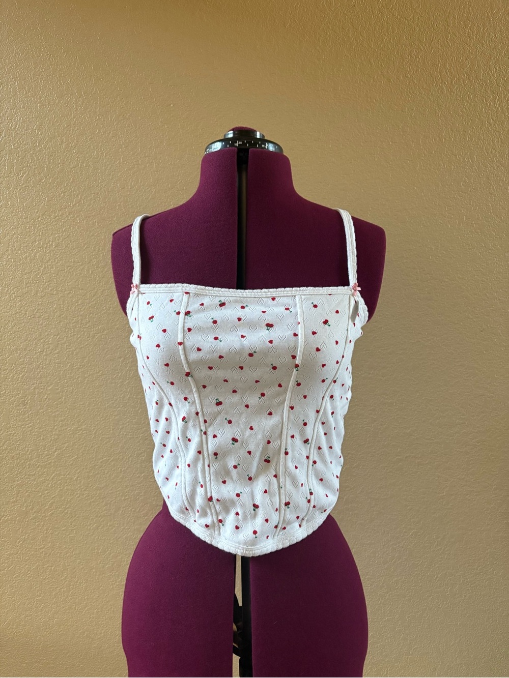 White Cherry Print Cami Top